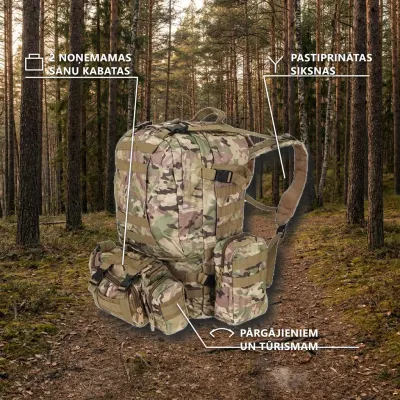 Tourist Backpack, Military Style, 45L, sports activities, equipment, accessories ad in Riga 3
