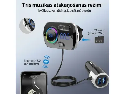 FM-передатчик с 2 портами USB, Bluetooth и поддержкой MP3, аксессуары и умные устройства ad в Риге 4