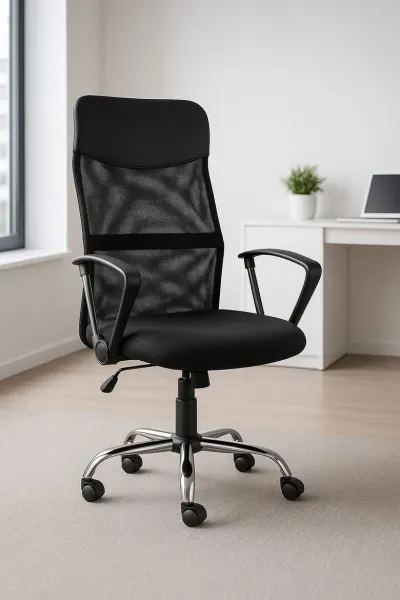Ergonomisks biroja datorkrēsls siets melns 130 kg sēdeklis 46–57 cm TILT, mēbeles un interjers, apgaismojums sludinājums Rīgā 6