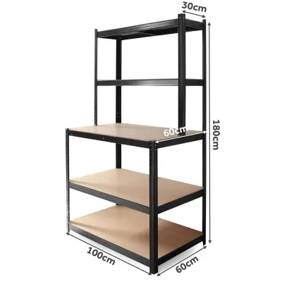 Black metal shelf with a work surface measuring 180 × 100 × 60 cm, 825 kg, furniture and interior, lighting ad in Riga 9