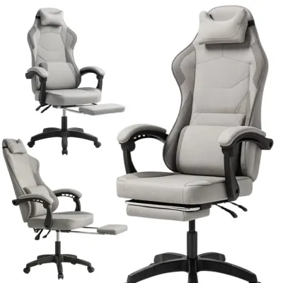 Fabric computer chair with footrest and massage belt, adjustable up to 150 kg, furniture and interior, lighting ad in Riga 10