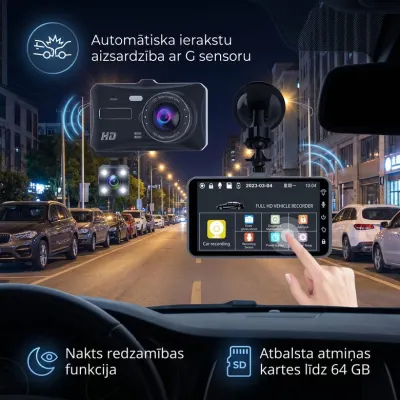 4K dash cam with Wi-Fi, GPS, and night vision – Dual video recording..., video and security systems ad in Riga 1