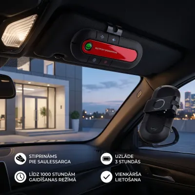 Bluetooth hands-free speaker for your car, mounted on the sun visor, tv and electronics ad in Riga 3