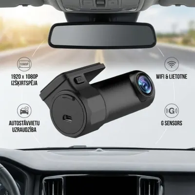 Car dashcam with 2 cameras (1080p, HD, front and rear cameras, 2 lenses...), video and security systems ad in Riga 1