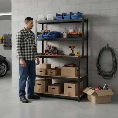 Black metal shelf with a work surface measuring 180 × 100 × 60 cm, 825 kg, furniture and interior, lighting ad in Riga 8