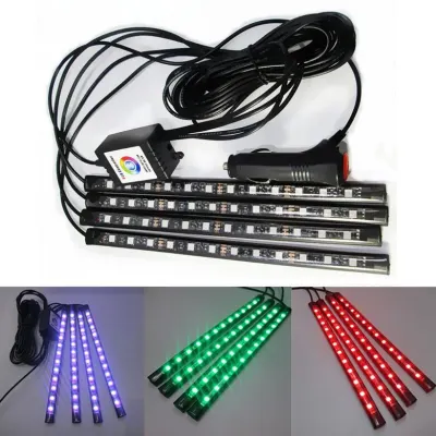 Auto salona LED stilizācijas komplekts 4 lentām RGB ar tālvadības pulti 12V, mēbeles un interjers, apgaismojums sludinājums Rīgā 1