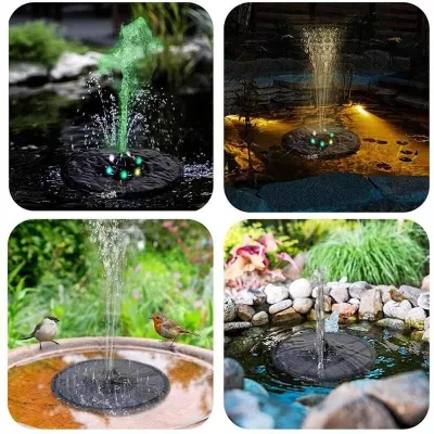 Fountain with a solar battery and LED lights that glow at night (180 l/h; jets..., furniture and interior, lighting ad in Riga 3