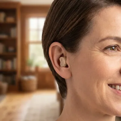 2 in-the-ear invisible hearing aids—mini, lightweight, and with crystal-clear sound, optics, hearing aids, health aids ad in Riga 7