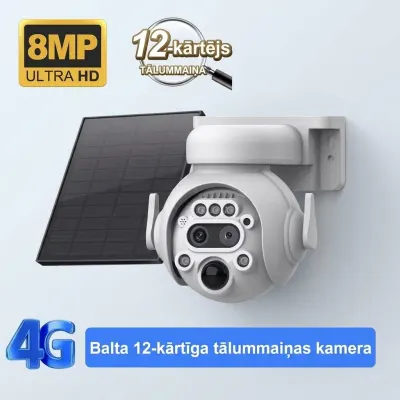 White 4G Solar-Powered Outdoor Surveillance Camera with SIM Card Support – 360°..., video and security systems ad in Riga 10
