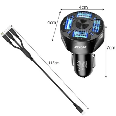 Auto usb lādētājs 2.1-30A, ar 4 USB portiem un universālu vadu (usb-c ; micro usb..., aksesuāri un viedierīces sludinājums Rīgā 5