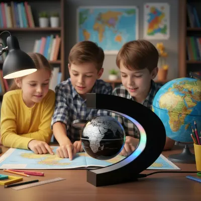 Rotating, levitating globe with a magnetic field and LED lighting, furniture and interior, lighting ad in Riga 2