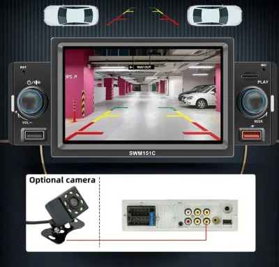 Automašīnas radio LCD + kamera, CarPlay SWM151C - (Android -Auto 5 collu, MP5..., video un drošības sistēmas sludinājums Rīgā 2