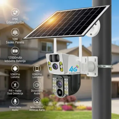 4G Bezvadu mini novērošanas kamera ar 2 objektīviem 4K izšķirtspēju un ilgstošu..., video un drošības sistēmas sludinājums Rīgā 3