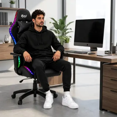 Ergonomisks datorkrēsls ar LED apgaismojumu, regulējamiem roku balstiem,..., mēbeles un interjers, apgaismojums sludinājums Rīgā 3