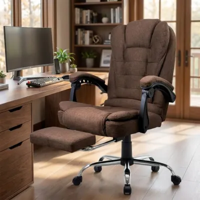 Ergonomic fabric computer chair, brown fabric, 150 kg, backrest 90–155°, furniture and interior, lighting ad in Riga 1