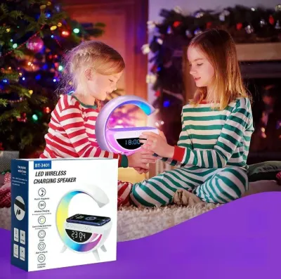 Multifunctional night light speaker with wireless charging, furniture and interior, lighting ad in Riga 6
