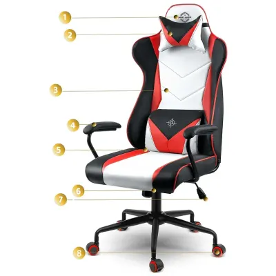 Sarkani balts ergonomisks datorkrēsls ar diviem spilveniem līdz 120 kg, mēbeles un interjers, apgaismojums sludinājums Rīgā 8