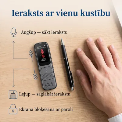 Professional Bluetooth voice recorder with DSP noise reduction and a TFT display, accessories and smart devices ad in Riga 2