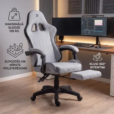 Pelēks ergonomisks datorkrēsls ar kāju balstu līdz 120 kg, mēbeles un interjers, apgaismojums sludinājums Rīgā 5