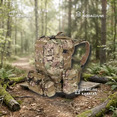 Tourist Backpack, Military Style, 45L, sports activities, equipment, accessories ad in Riga 2