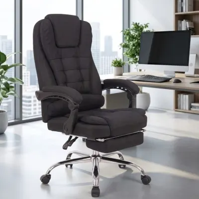Ergonomisks datorkrēsls ar kāju balstu melns tekstils 150 kg 90–155°, mēbeles un interjers, apgaismojums sludinājums Rīgā 4