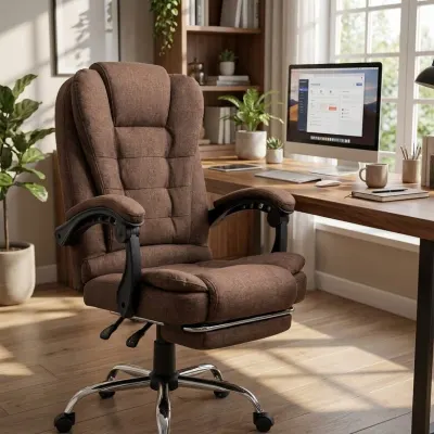 Ergonomic fabric computer chair, brown fabric, 150 kg, backrest 90–155°, furniture and interior, lighting ad in Riga 4