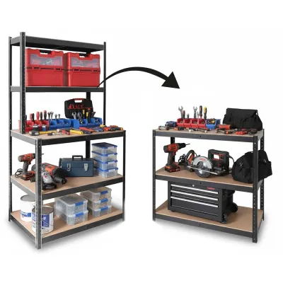 Black metal shelf with a work surface measuring 180 × 100 × 60 cm, 825 kg, furniture and interior, lighting ad in Riga 2