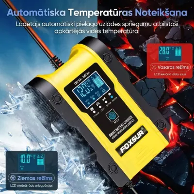 Smart 12V/24V Battery Charger with LCD Display, accessories and smart devices ad in Riga 6