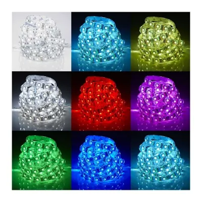 Светодиодная лента RGB 5050 SMD, 5 м: влагостойкая + комплектующие, мебель и интерьер, освещение ad в Риге 7