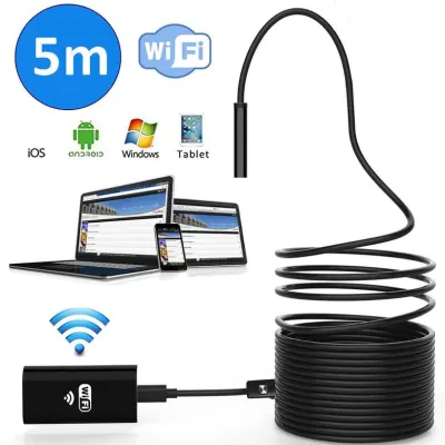 Endoscope camera with monitor (5-meter cable + side-view mirrors), rechargeable, waterproof, video and security systems ad in Riga 3