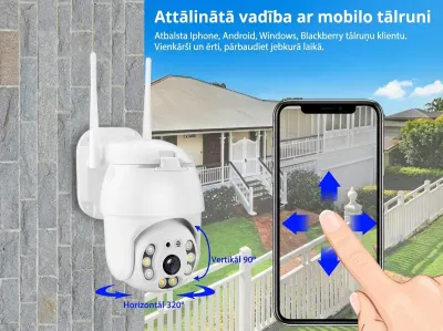 WiFi security camera, for outdoor use, with recording function, HD, rotatable from..., video and security systems ad in Riga 4