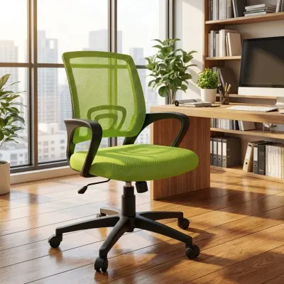 Ergonomic computer chair with mesh backrest, green, 120 kg, seat height 39–51 cm, furniture and interior, lighting ad in Riga 1