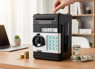 Children's piggy bank safe with a combination lock, 19.5 x 13 cm, light effects, toys ad in Riga 2