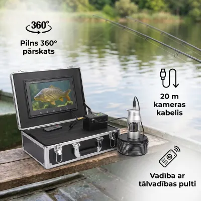 Underwater Camera with 10-Inch Screen, 360-Degree Rotation, 20-Meter Cable, 12V Battery, video and security systems ad in Riga 2