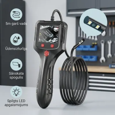 Endoscope with a 4.3-inch Full HD monitor and recording capability (5-meter camera cable, 4 different..., video and security systems ad in Riga 3