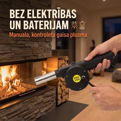Air blower for lighting a grill or fireplace, furniture and interior, lighting ad in Riga 2