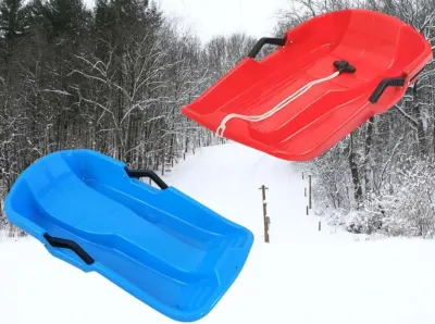Children's plastic sleds with a backrest and brakes, winter, toys ad in Riga 10