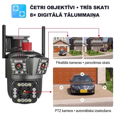 12 MP Outdoor WiFi PTZ Surveillance Camera with Four Lenses, video and security systems ad in Riga 8