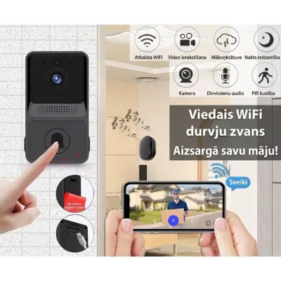 Домофон с дверным звонком, Wi-Fi и камерой; на смартфон приходит уведомление, видеонаблюдение и системы безопасности ad в Риге 6
