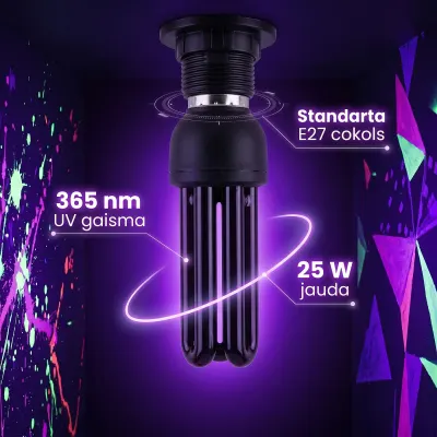 220V 25W UV lamp, E27 ultraviolet lamp, furniture and interior, lighting ad in Riga 2