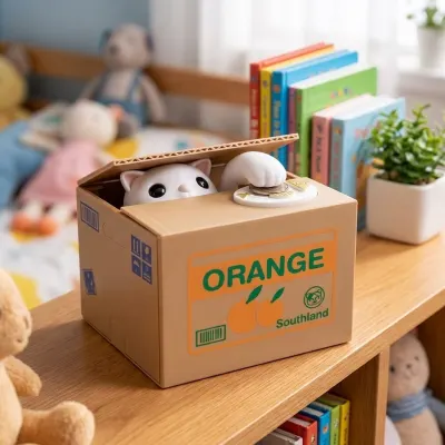 Plastic piggy bank with a wagging cat, 11.5 x 9.5 cm, gift for children, furniture and interior, lighting ad in Riga 3