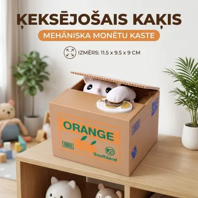Plastic piggy bank with a wagging cat, 11.5 x 9.5 cm, gift for children, furniture and interior, lighting ad in Riga 2