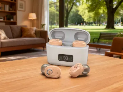 Rechargeable digital hearing aids with noise reduction, optics, hearing aids, health aids ad in Riga 2