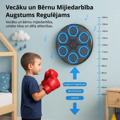 Wall-mounted boxing bag with Bluetooth, LED lights, and a built-in speaker, sports activities, equipment, accessories ad in Riga 8