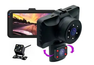 360g HD dashcam with 3 cameras (pointing at the road, the interior, ..., video and security systems ad in Riga 4