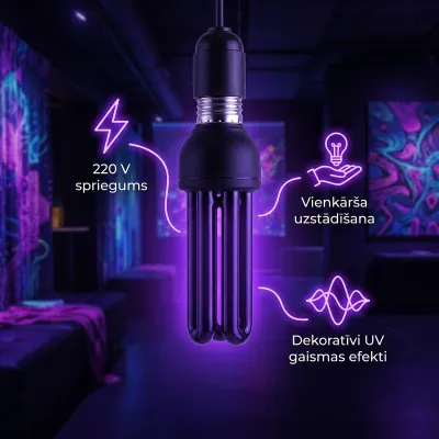 220V 25W UV lamp, E27 ultraviolet lamp, furniture and interior, lighting ad in Riga 3