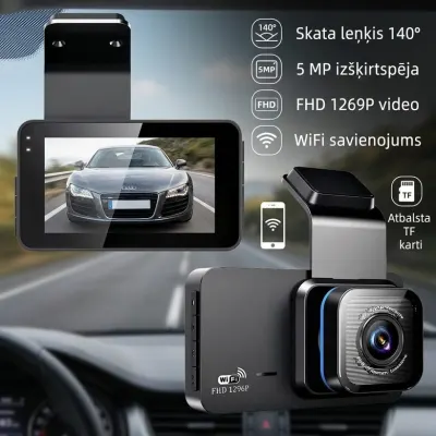 4K dash cam with Wi-Fi, GPS, and night vision – Dual video recording..., video and security systems ad in Riga 2