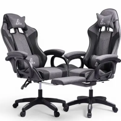 Ergonomisks datora un biroja krēsls ar regulējamu atzveltni un kāju balstu pelēks, mēbeles un interjers, apgaismojums sludinājums Rīgā 8