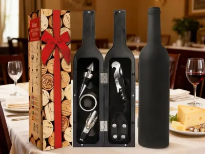 Wine Gift Set in a Black Bottle Case, furniture and interior, lighting ad in Riga 1