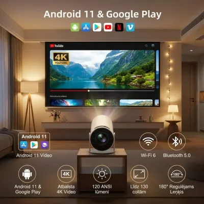 HOCO DT3 Full HD Android projektors ar Wi-Fi un Bluetooth – projekcijas iespējas..., tv un elektronika sludinājums Rīgā 3